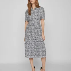 Vila KORTE MOUWEN MIDI JURK