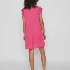 Vila KORTE MOUWEN KORTE JURK -Goedkope Fraaie Mod Winkel 14089366 PinkYarrow 004