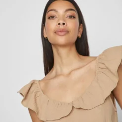 Vila MOUWLOOS MIDI JURK 8 Vila MOUWLOOS MIDI JURK -Goedkope Fraaie Mod Winkel 14089942 SavannahTan 006