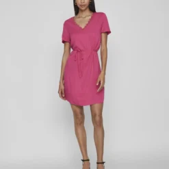 Vila RIEM MINI JURK -Goedkope Fraaie Mod Winkel 14090960 PinkYarrow 005